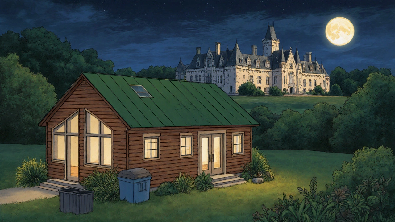 Modern sustainable home of the Vanderbilt family amid native plants and compost bins.